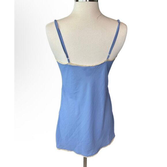 Cacique Paris Blue Sheer Lace Chemise Adjustable Straps Nightgown Lingerie Small - Picture 3 of 6